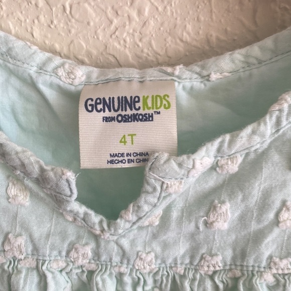 Genuine Kids OSHGOSH Guaze Dress in Mint with Pink Trim in Size 4T. - Picture 5 of 6